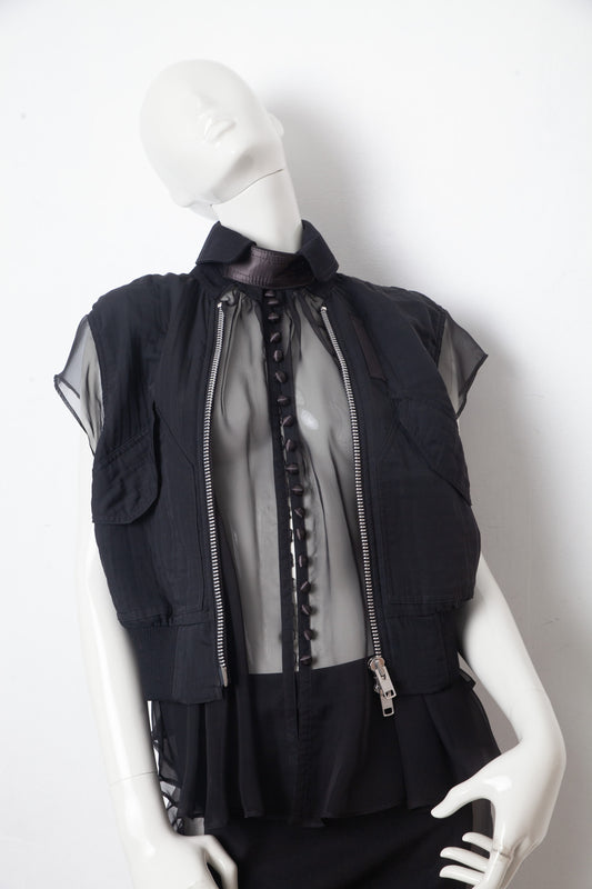 Sacaï SS 2015 double layered silk and cotton military gilet