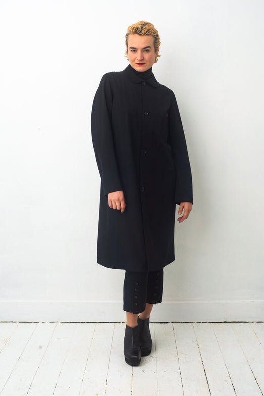 Comme des Garçons 90's black long light wool button down coat