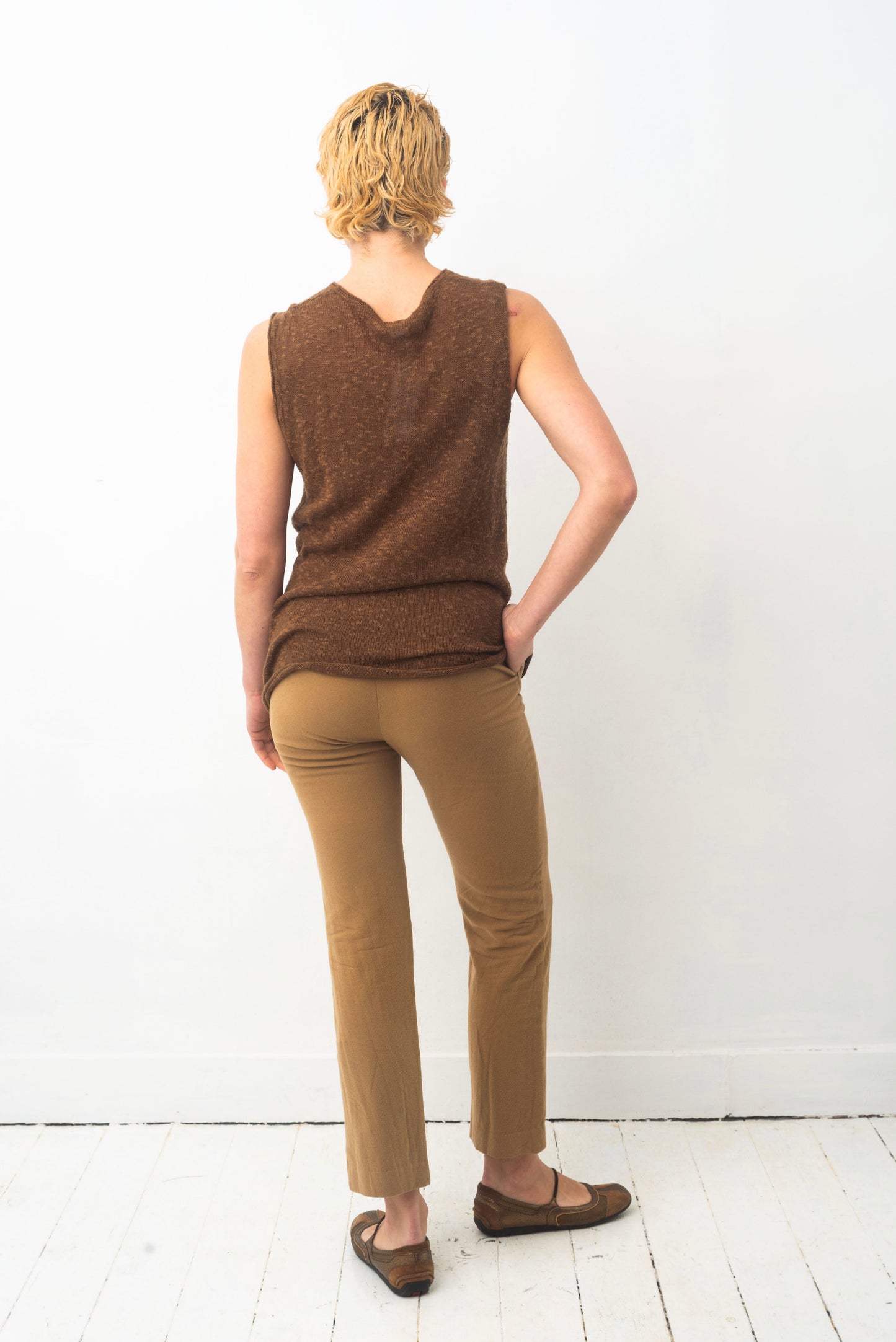 Japanese brand 90’s knit brown sleeveless top