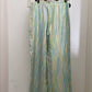 Missoni 2000's silk white palazzo pants with wavy blue, green & yellow lines