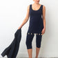 Angelo Tarlazzi 90’s dark blue cotton knit short set with pearls