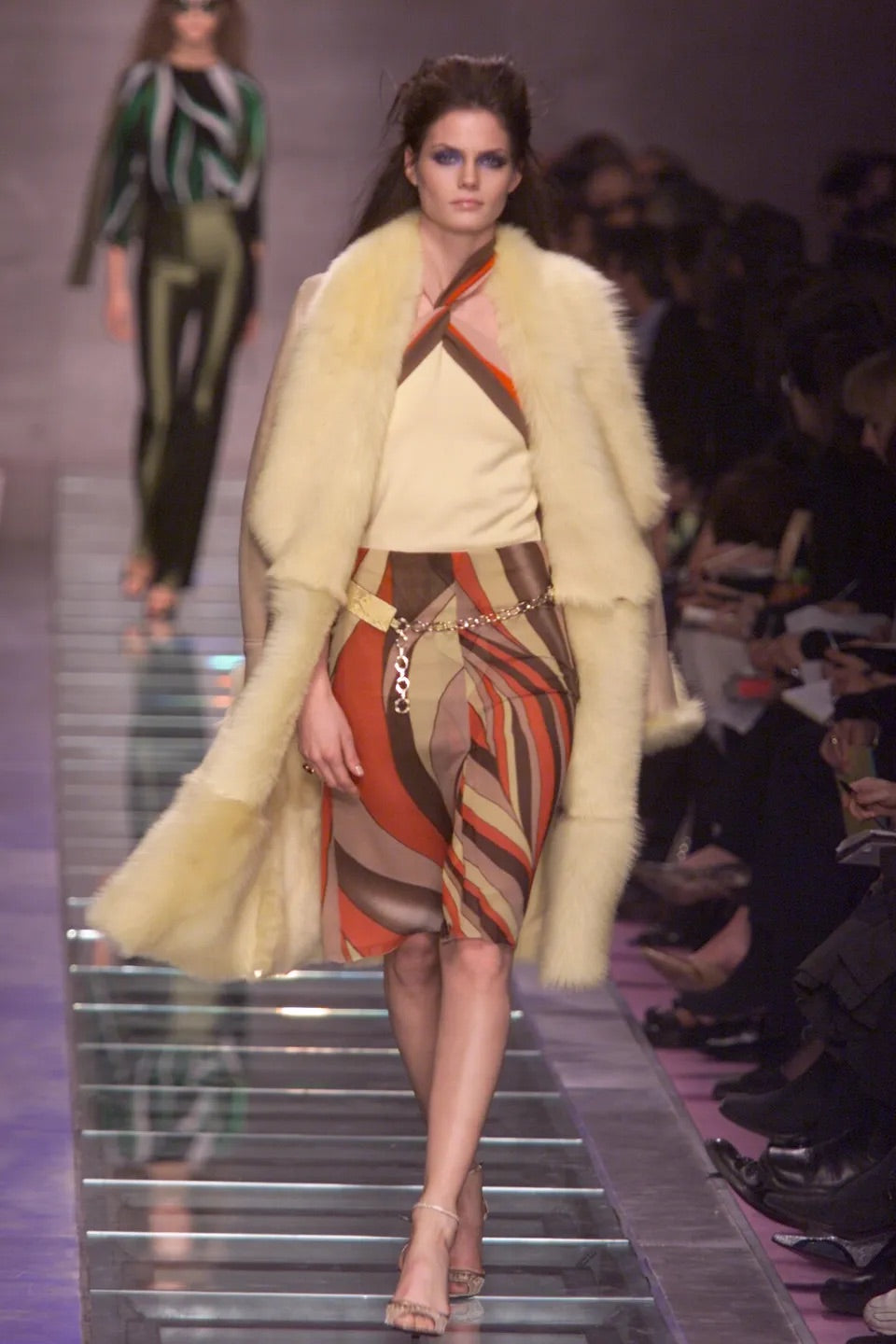 Gianni Versace FW 2000 multicolour swirl silk skirt