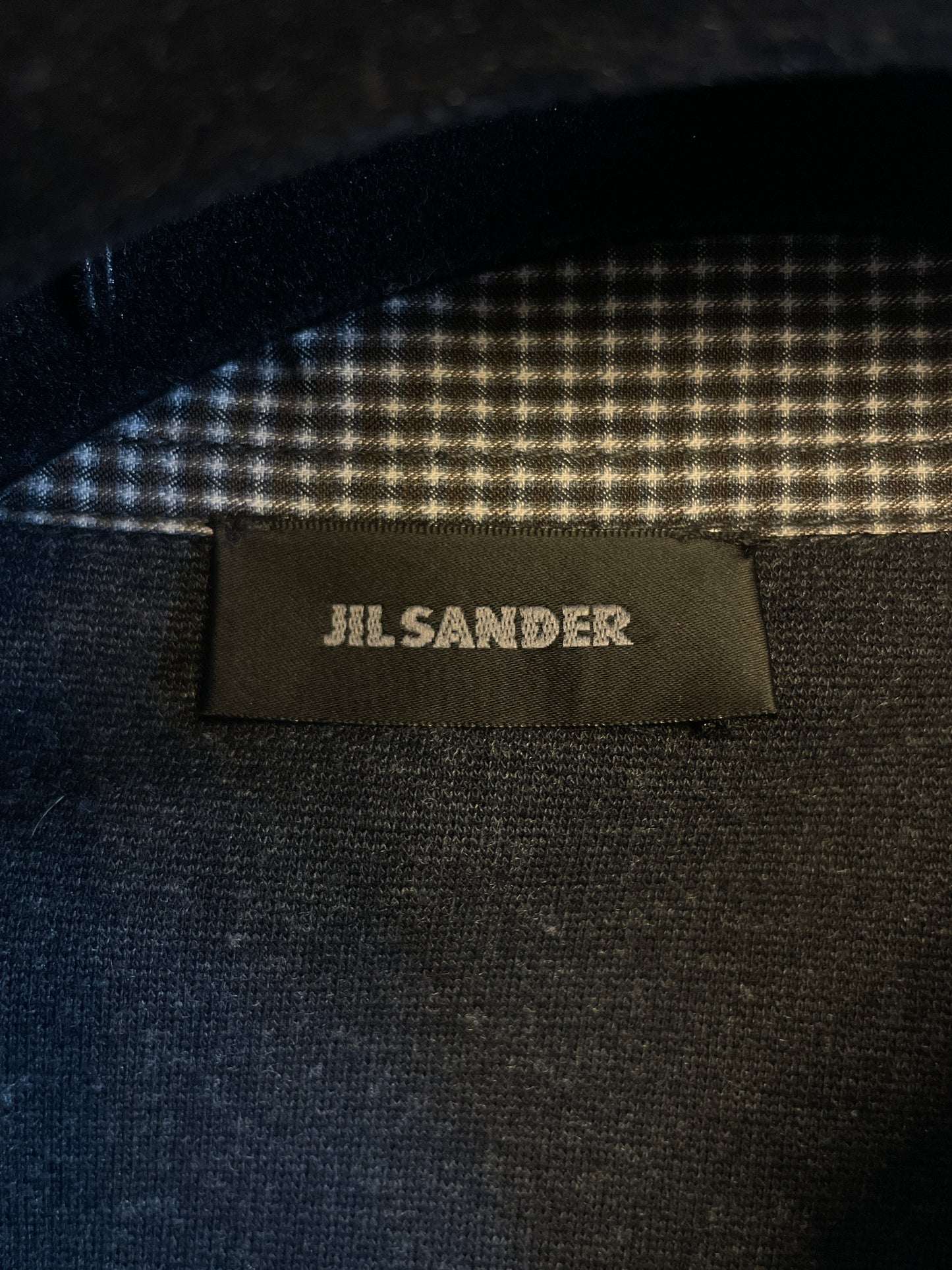 Jil Sander 2000's cotton & wool blend plaid grey zipper jacket