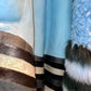 Fendi FW 2016 blue fur shearling coat with striped fox fur trims