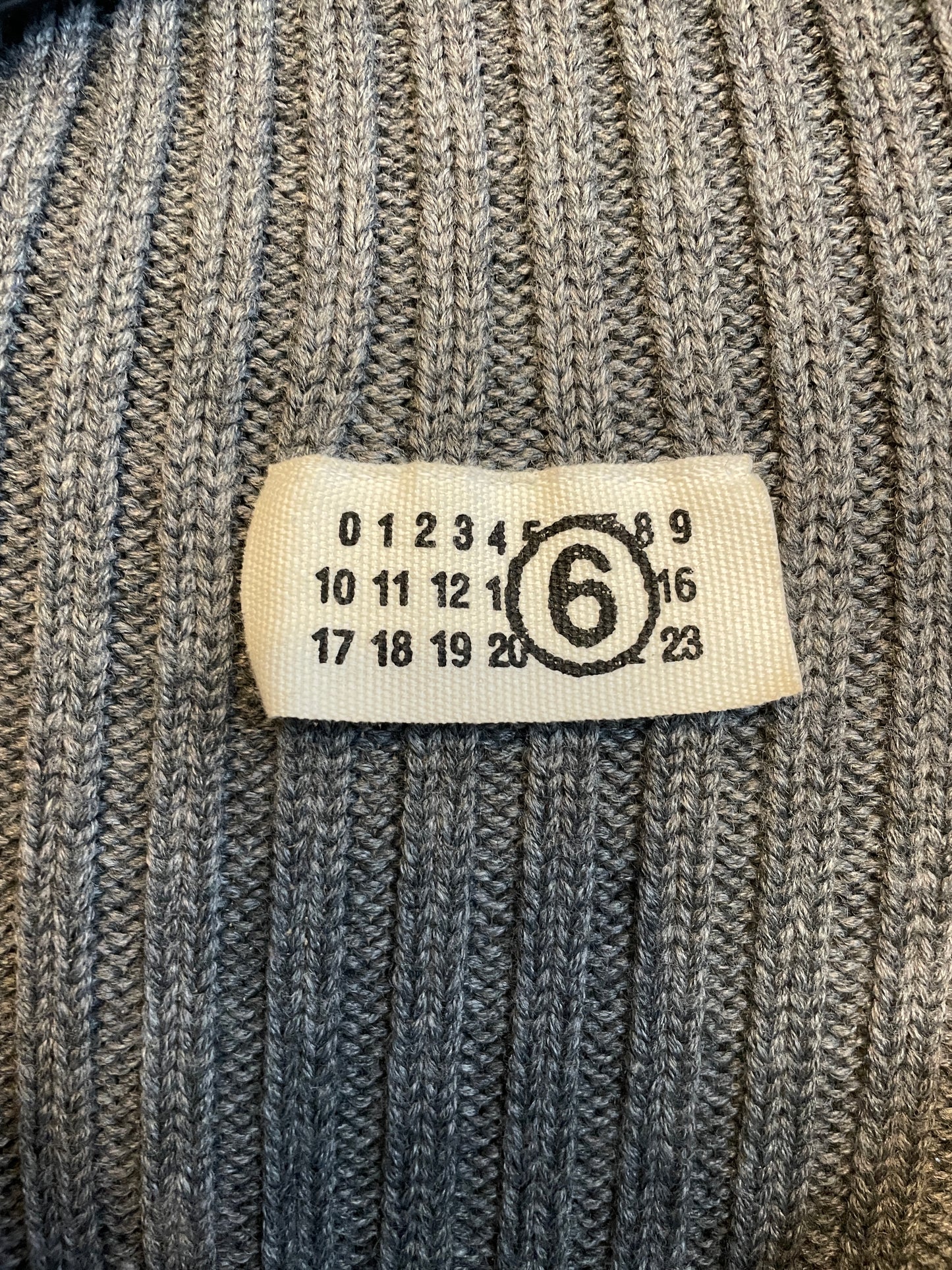 MM6 Margiela FW 2005 two way zipper grey ribbed knit long cardigan