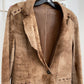 Sylvie Schimmel early 2000's leather patchwork roughly cut brown jacket