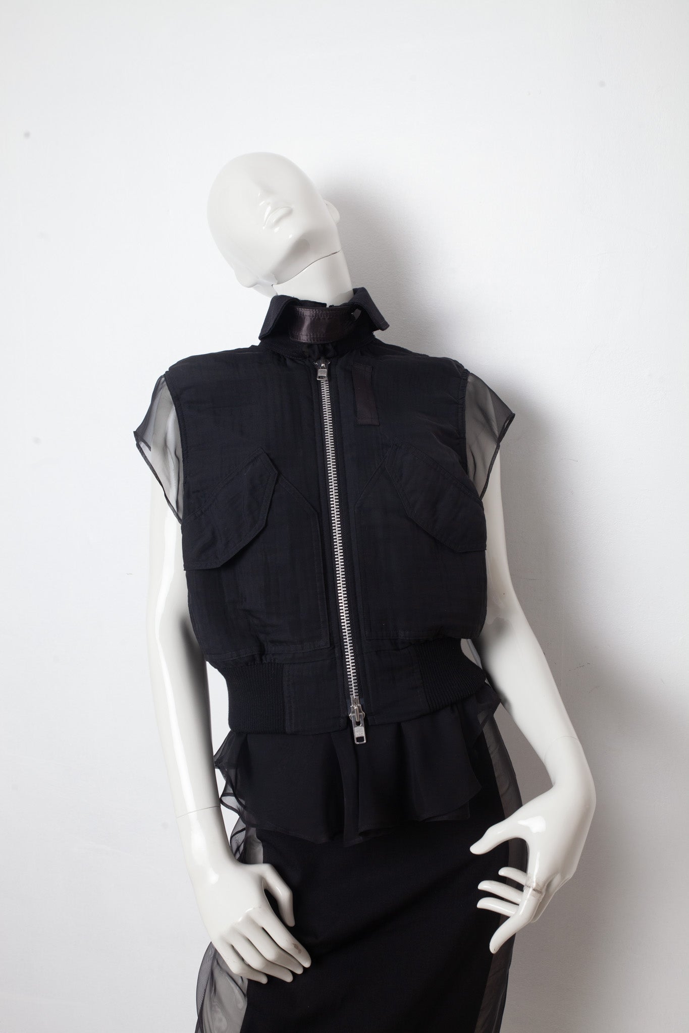 Sacaï SS 2015 double layered silk and cotton military gilet