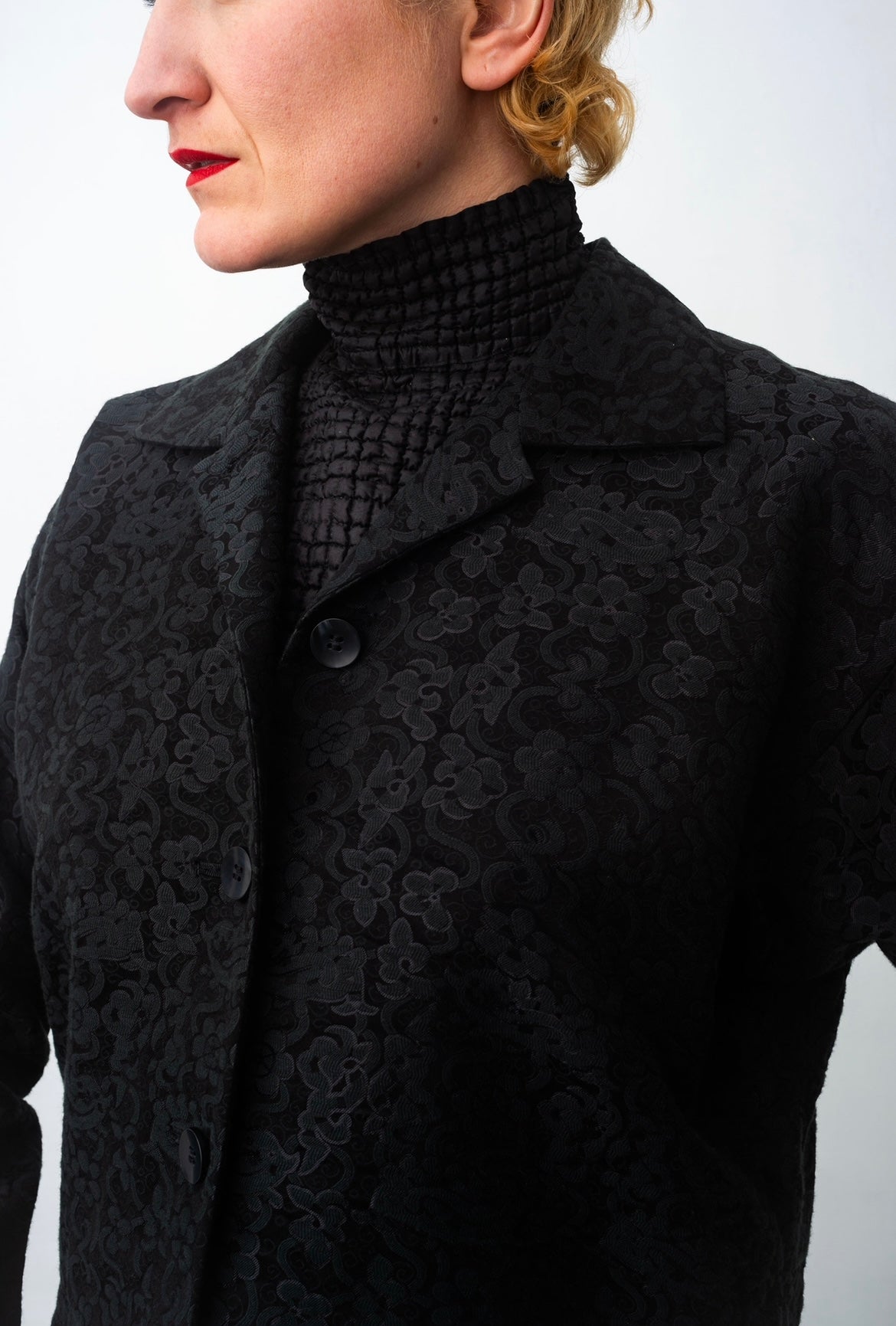 Issey Miyake 90’s short black jacket with flower and demon print