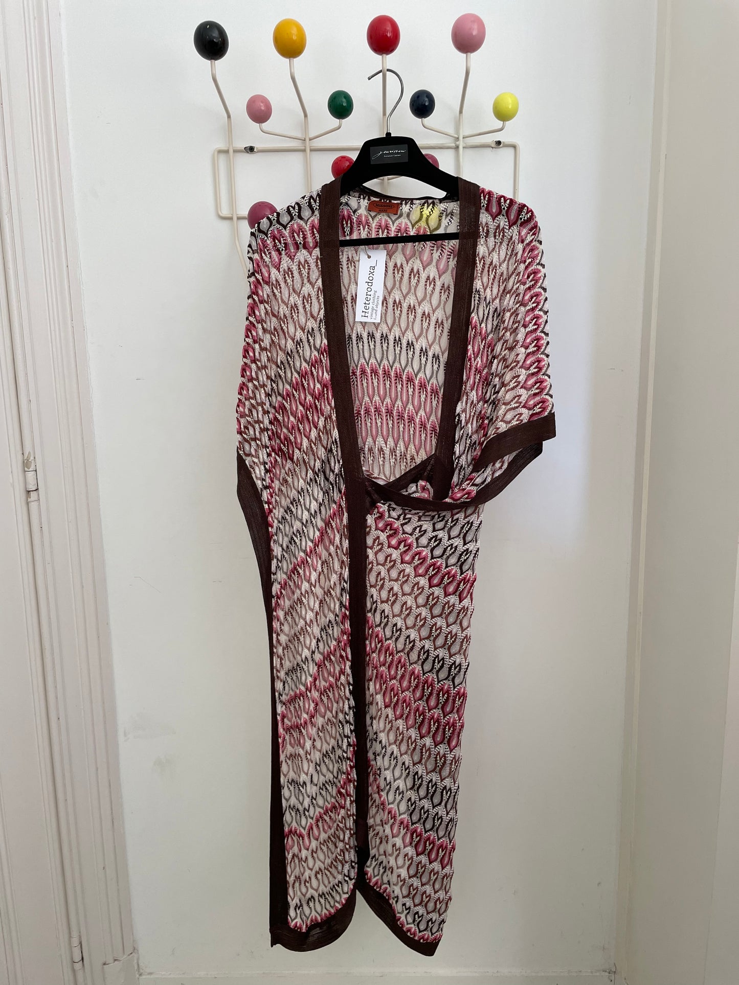 Missoni 90's knit wrap dress in shades of pink and brown
