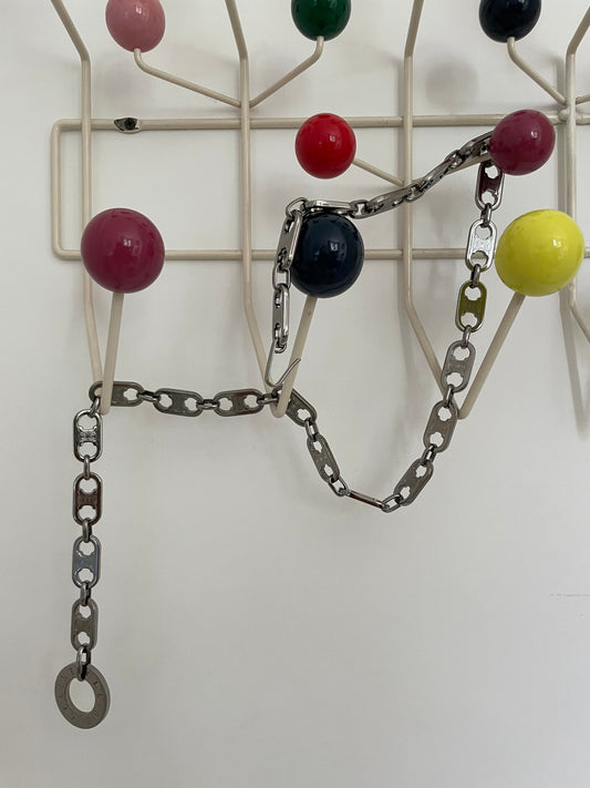 Céline 2000s Triomphe silver chain link charm belt