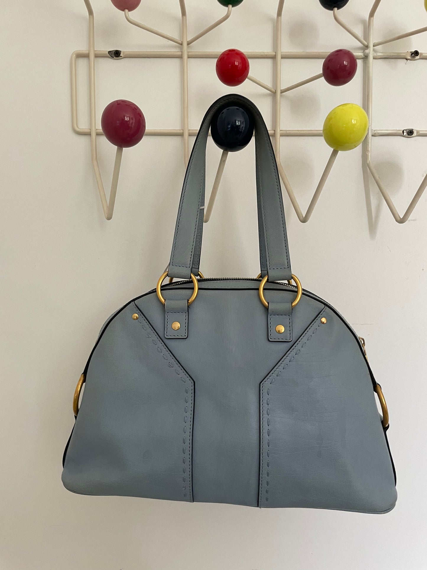 Yves Saint Laurent baby blue leather muse shoulder bag