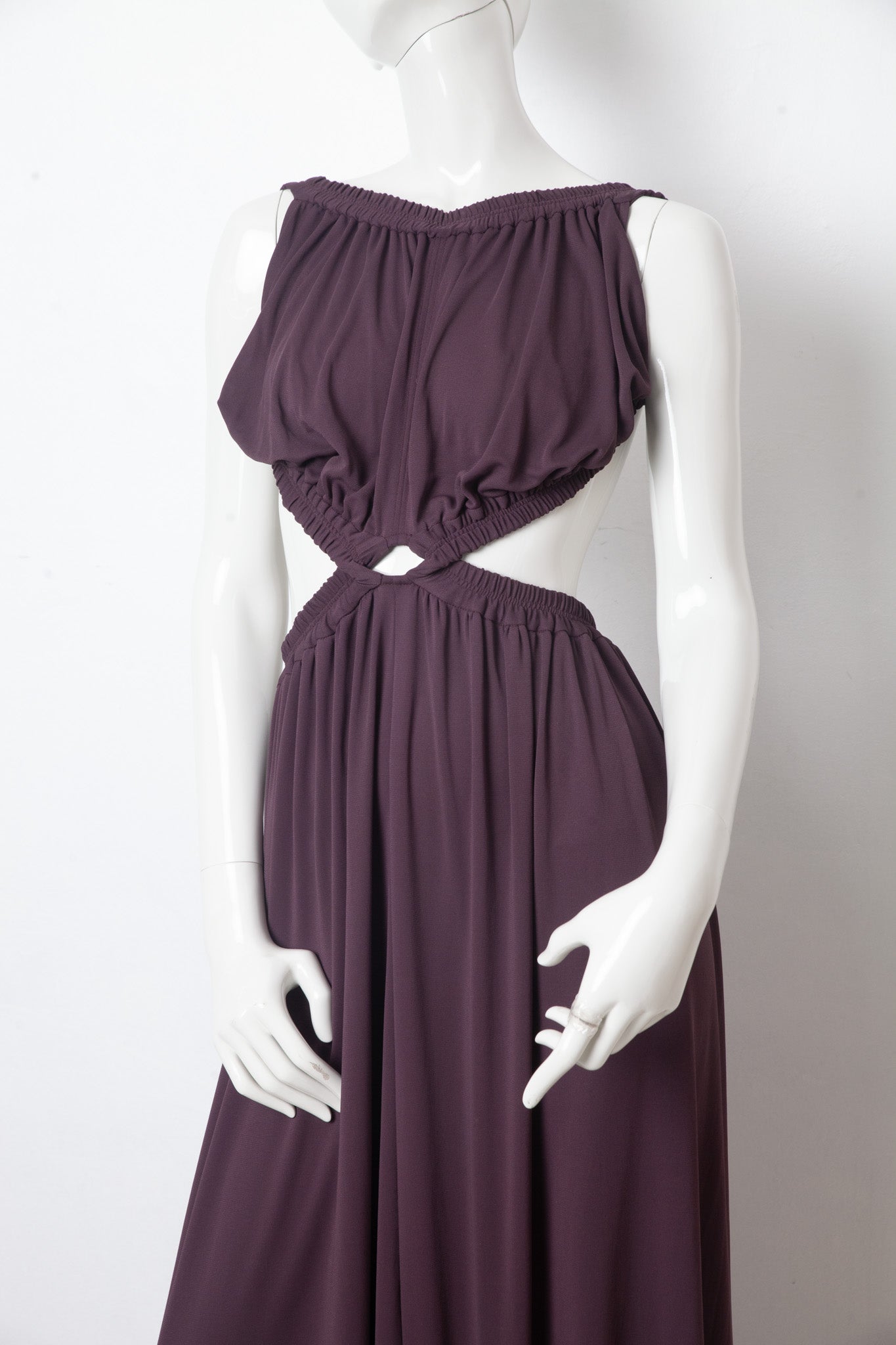 Céline SS 2017 aubergine jersey evening dress with open back