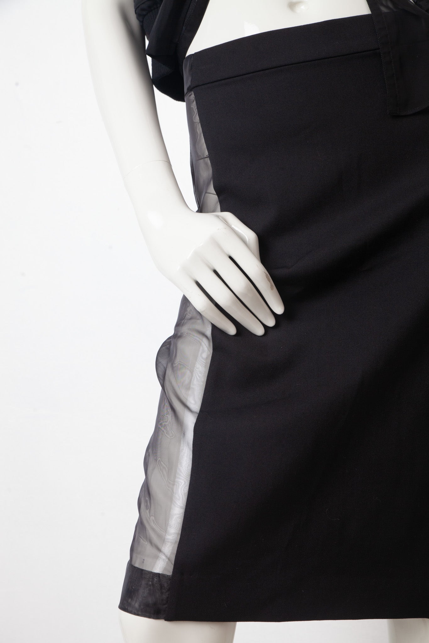 Jean Paul Gaultier for OVS 2016 black pencil skirt with mesh sides
