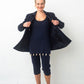 Angelo Tarlazzi 90’s dark blue cotton knit short set with pearls