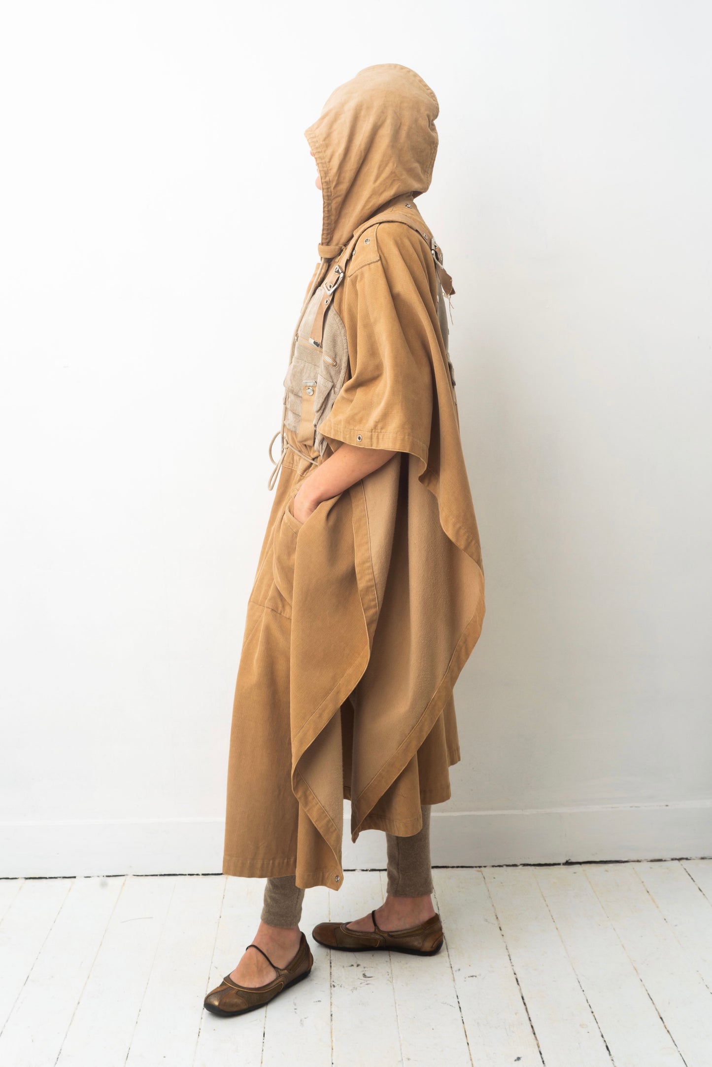 Kansaï Yamamoto 80’s dystopian cape with integrated backpack