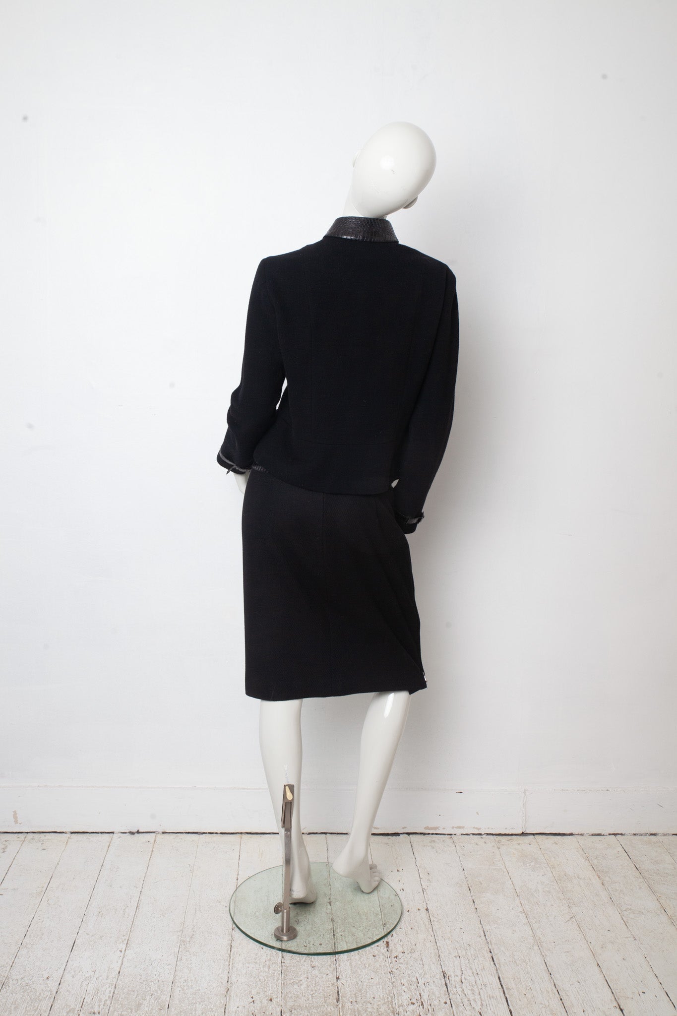 Lawrence Steele 90s wool and python black skirt suit