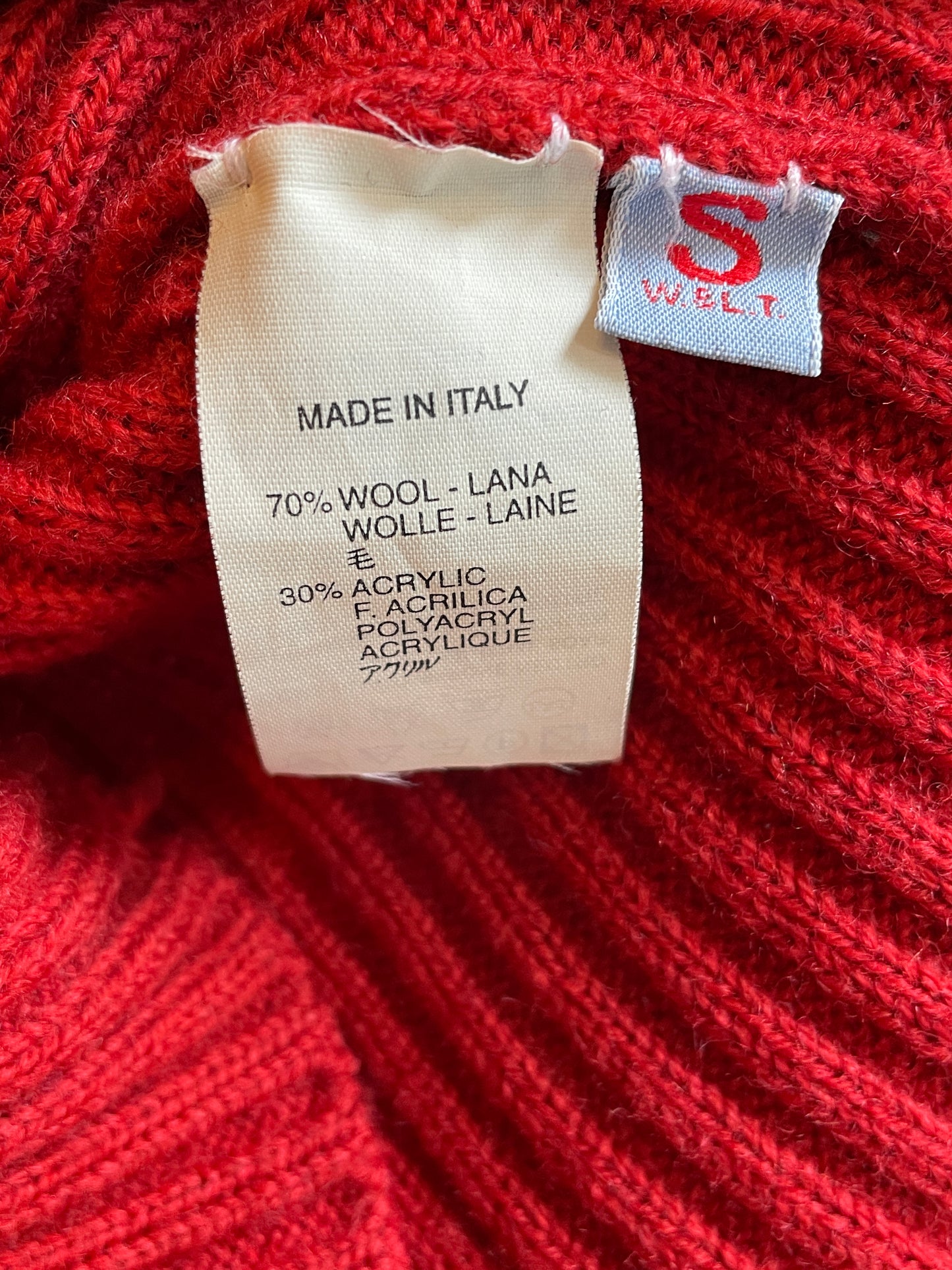 Walter van Beirendock 90's one sleeve red ribbed knit sweater