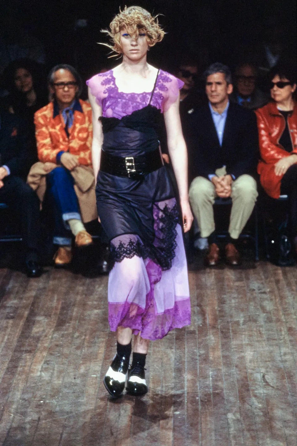 Comme des Garçons FW 2001 transparent lace & vichy pink top