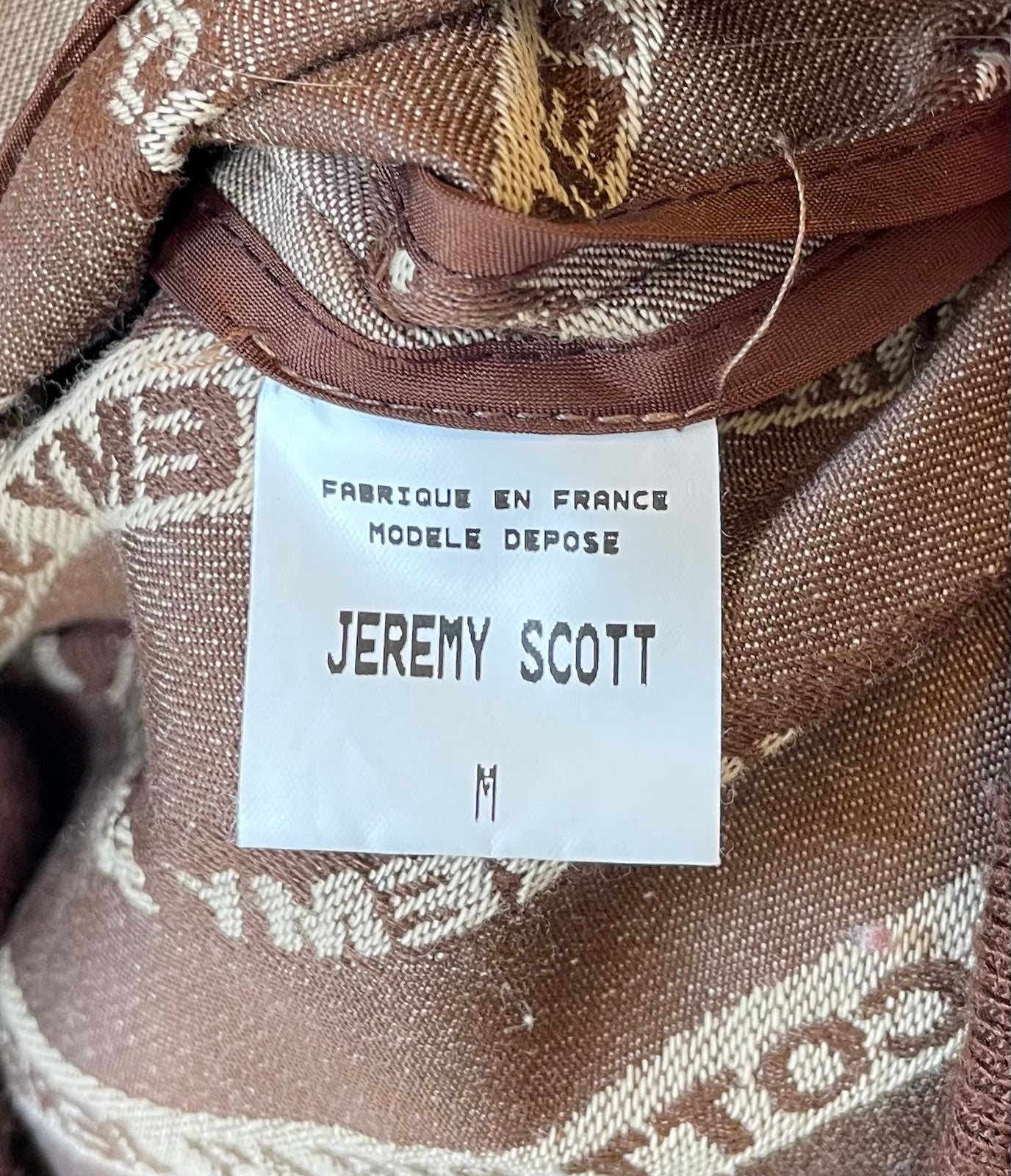 Jeremy Scott 2000's Paris brown striped motorcycle jacket