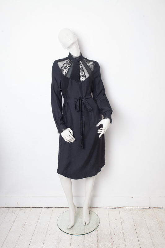 Veronique Branquinho FW 2006/2007 black silk and lace dress
