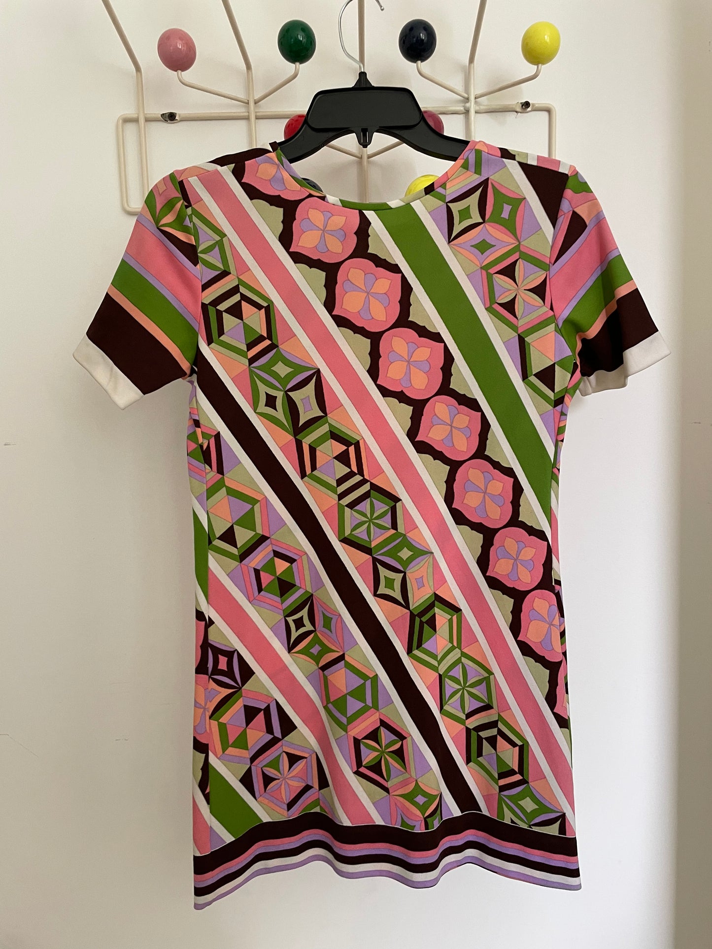 Emilio Pucci 70's graphic print shirt in pink, brown and green
