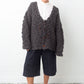 Issey Miyake FW 1994 Men’s chunky knit grey sweater with leather string detail