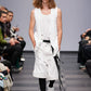 Ann Demeulemeester SS 2022 white denim oversized gilet with back slit and belts
