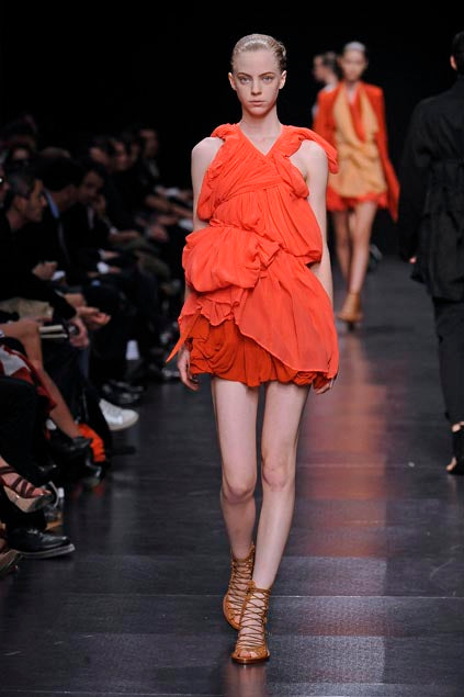 Ann Demeulemeester spring 2009 silk 2 piece red shipwreck dress