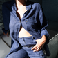Sonia Rykiel Inscription 90s linnen blue short suit