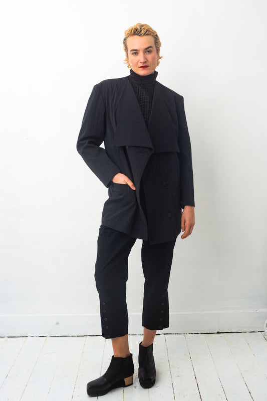 Yohji Yamamoto Y's 90's grey wrinkled wool wide collar blazer