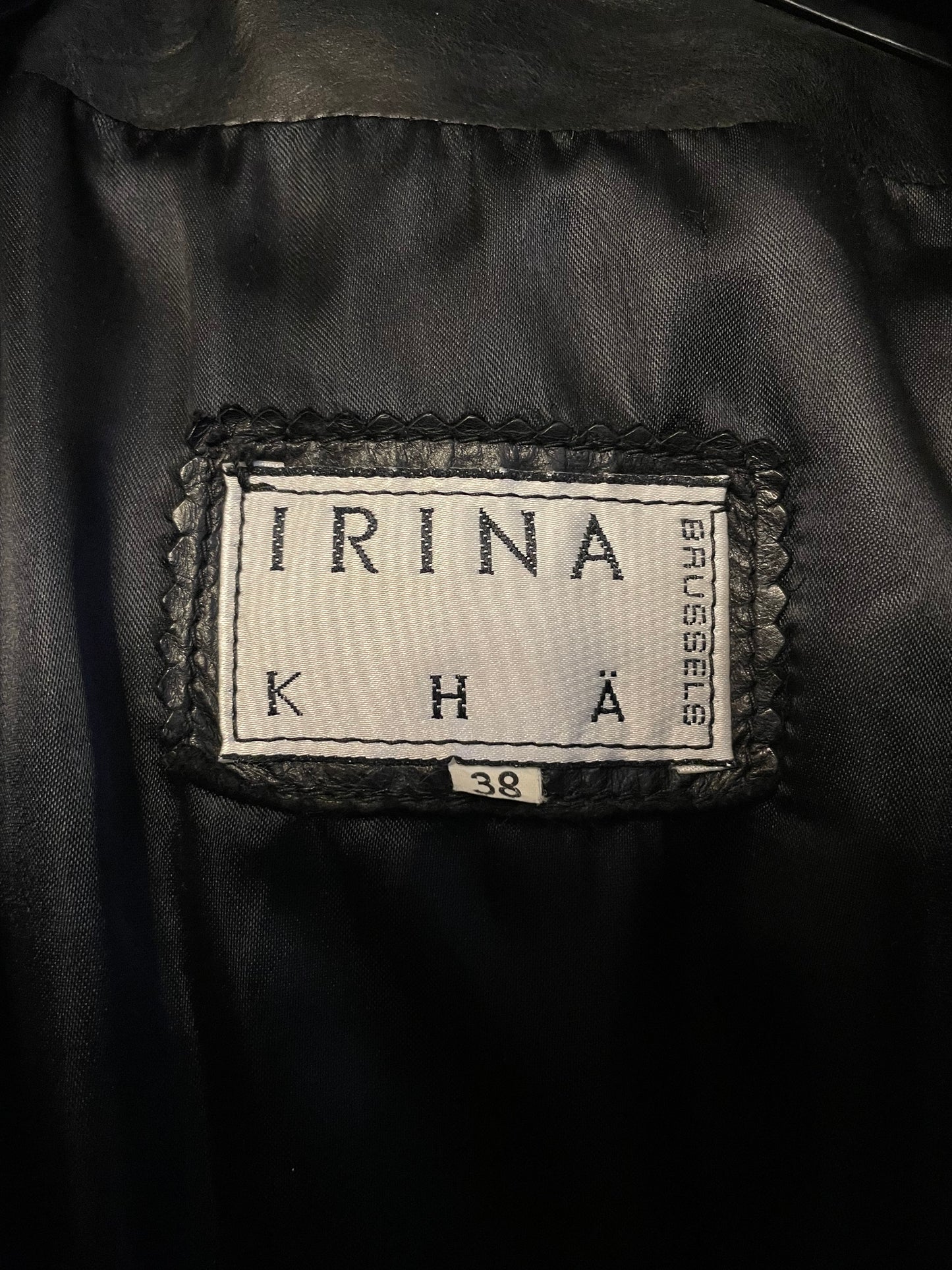 Irina Kha 90's black leather jacket with belt