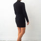 Thierry Mugler 90’s wool knit black and white  bodycon dress with zipper chest opening