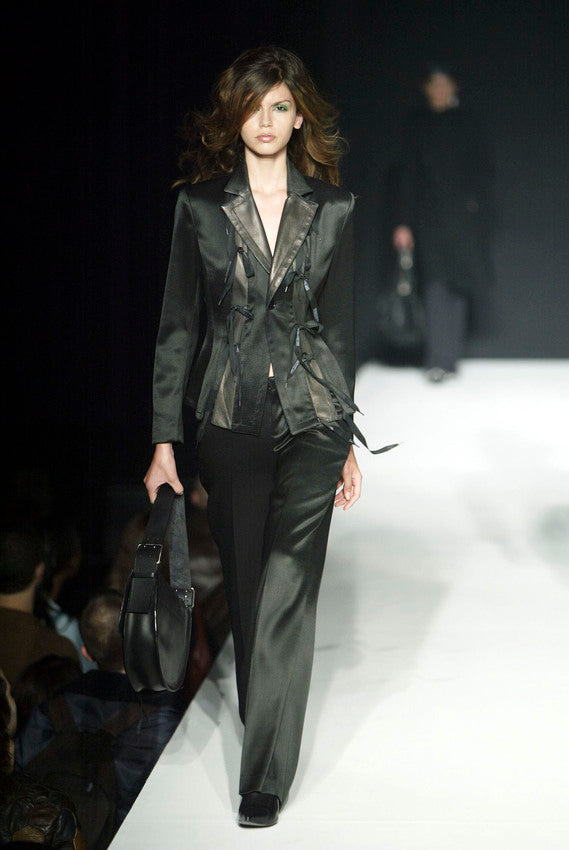 Dirk Bikkembergs FW 2003 wool jacket with laces and removable leather collar