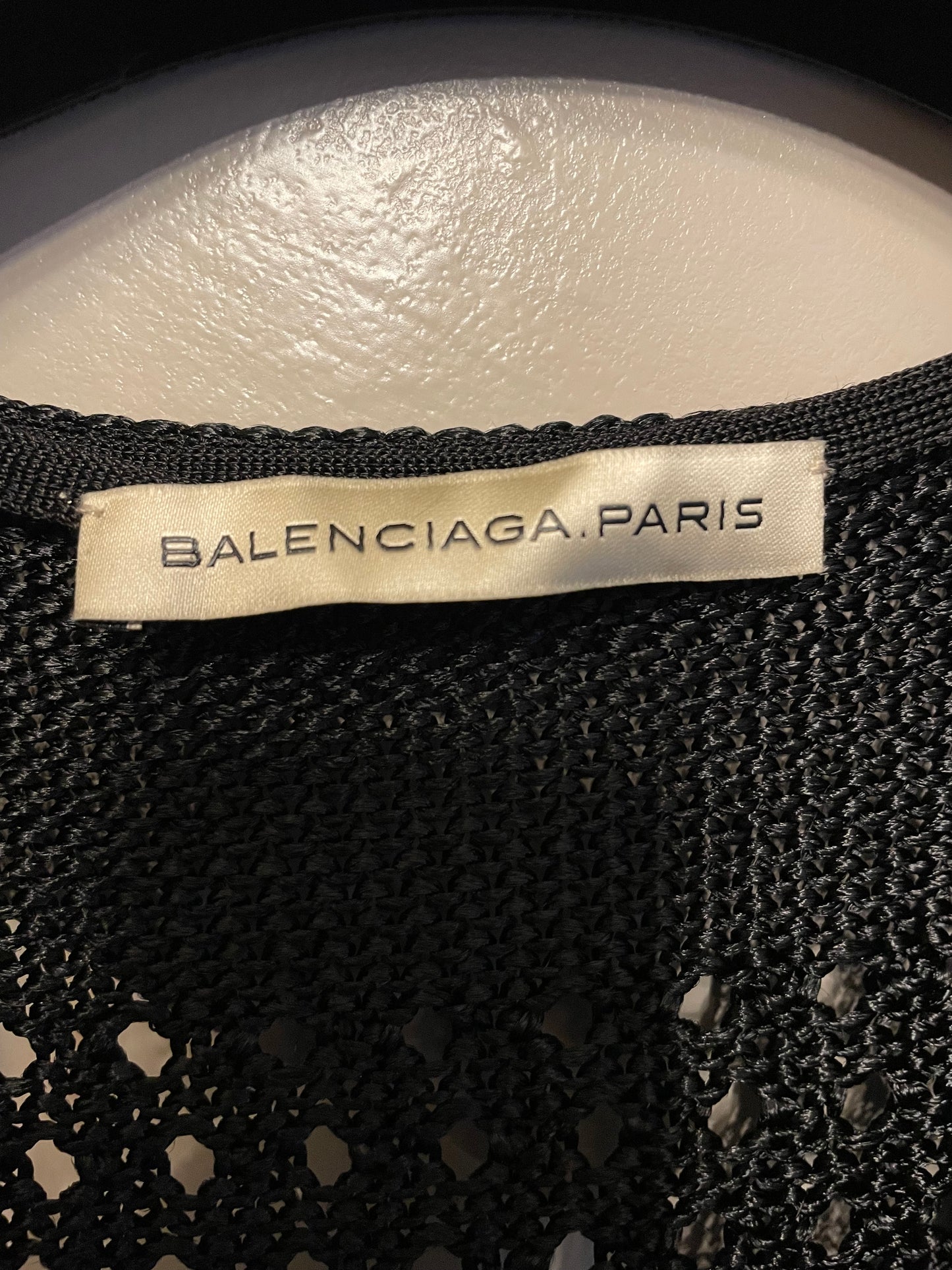 Balenciaga 2010 black waxed rayon knit tunic dress