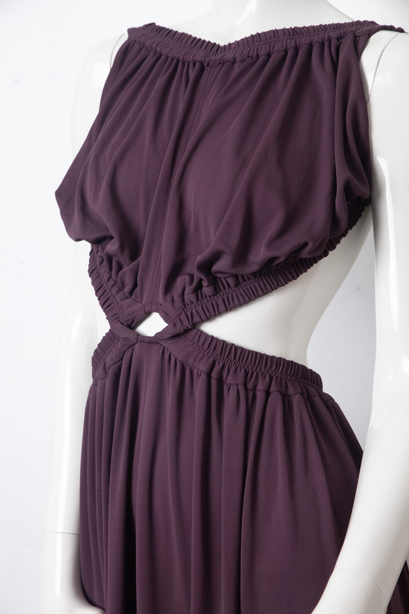 Céline SS 2017 aubergine jersey evening dress with open back