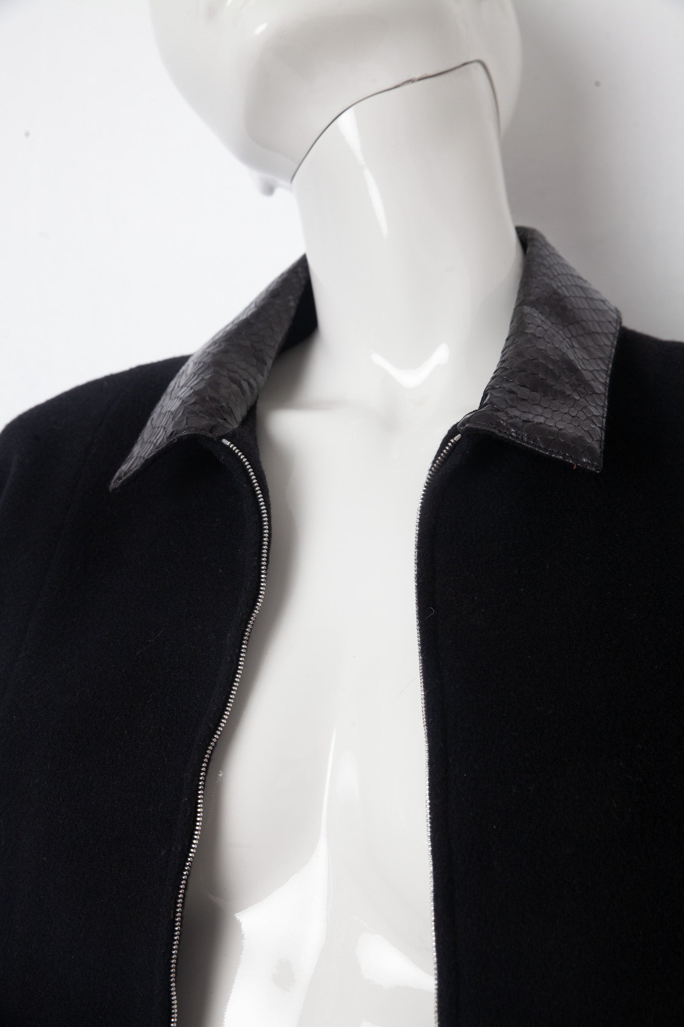 Lawrence Steele 90s wool and python black skirt suit