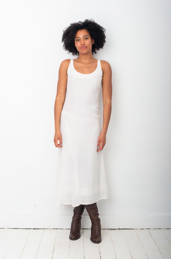 Emporio Armani 90's white long linen biased cut dress