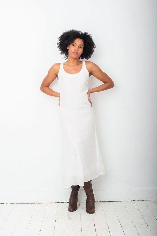 Emporio Armani 90's white long linen biased cut dress