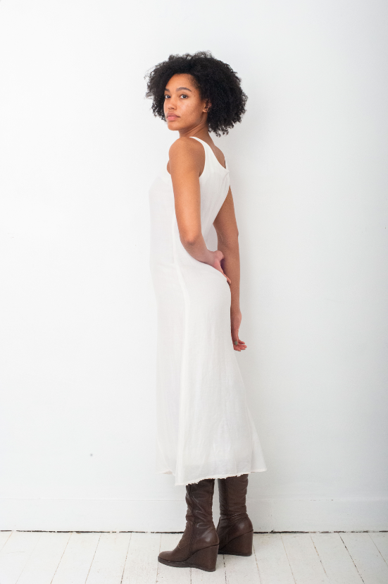 Emporio Armani 90's white long linen biased cut dress