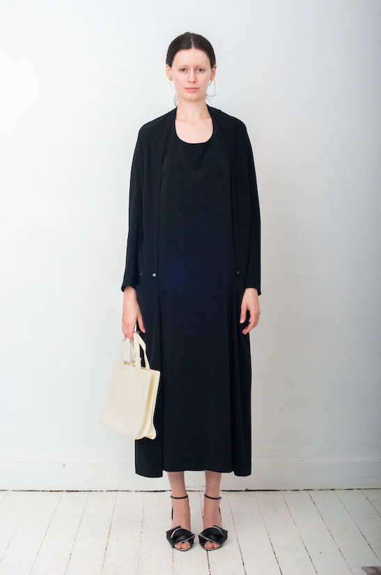 Yohji Yamamoto 80's black apron dress with attached jacket