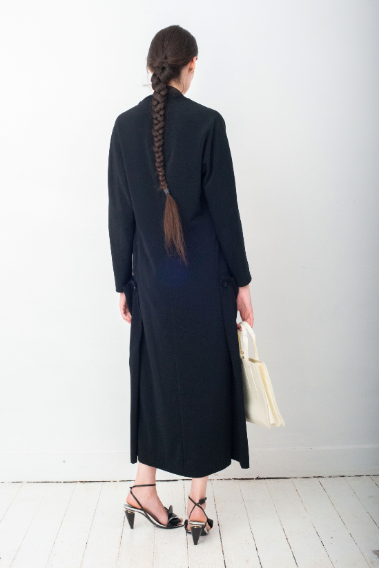 Yohji Yamamoto 80's black apron dress with attached jacket