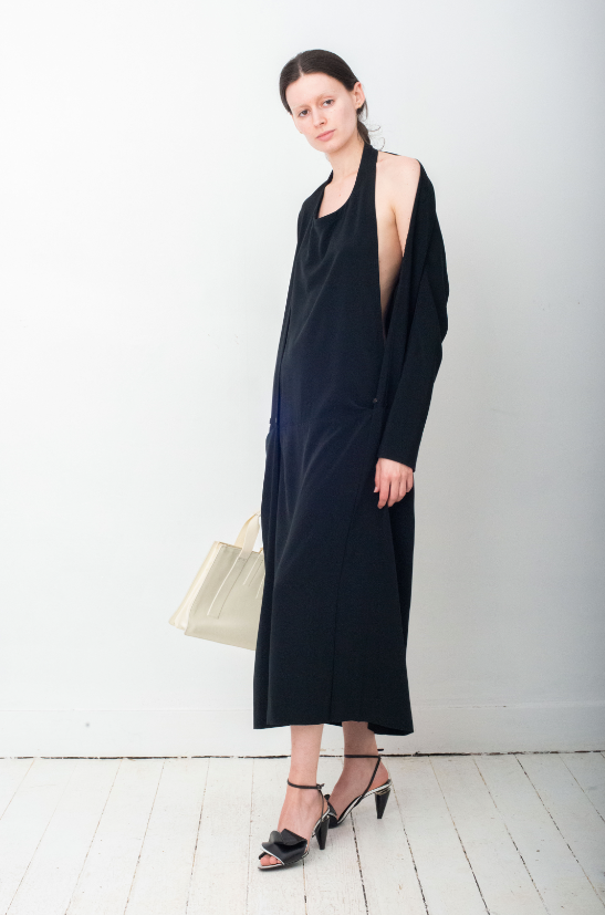 Yohji Yamamoto 80's black apron dress with attached jacket