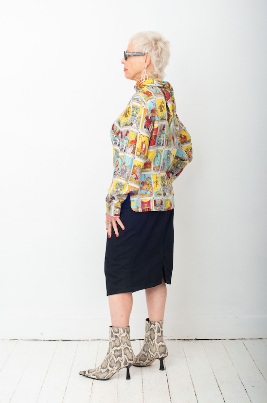 Ritaf Ozbek 80´s silk tarot shirt with attached scarf