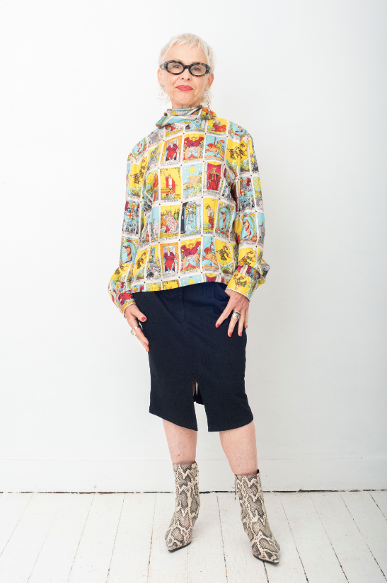 Ritaf Ozbek 80´s silk tarot shirt with attached scarf