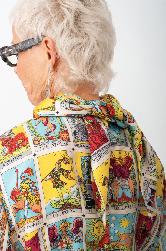 Ritaf Ozbek 80´s silk tarot shirt with attached scarf