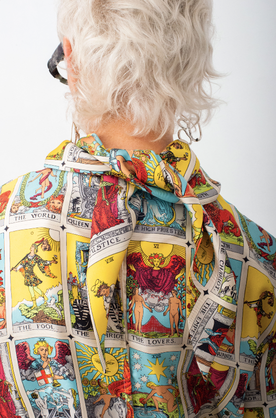 Ritaf Ozbek 80´s silk tarot shirt with attached scarf