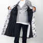 Comme des Garçons SS 2021 double layered silver abstract print coat