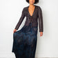 Dries van Noten silky dark blue pleated maxi skirt