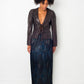 Dries van Noten silky dark blue pleated maxi skirt