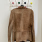 Sylvie Schimmel early 2000's leather patchwork roughly cut brown jacket